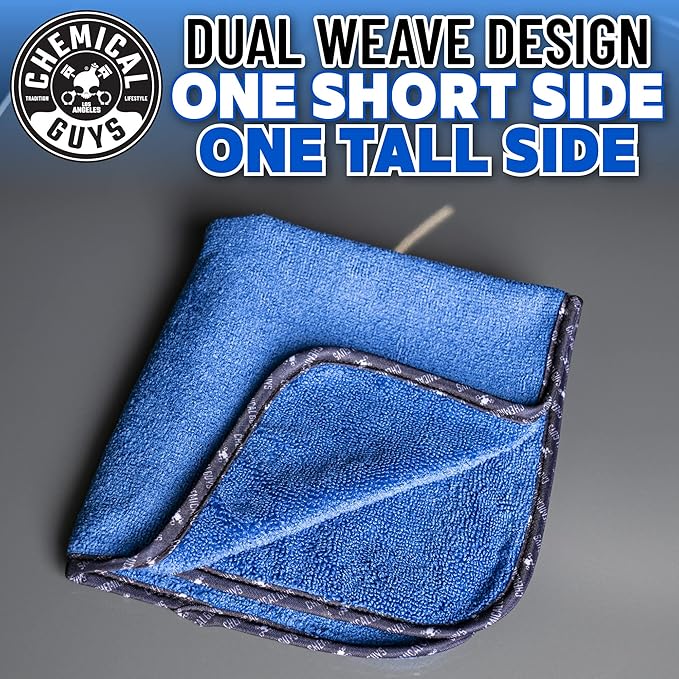 Chemical Guys Professional Grade Premium Microfiber Towels for Cars, Blue, 16" x 16", Ultra-Soft and Scratch-Free Car Detailing Cloths for Trucks, Motorcycles, and More - 3 Pack