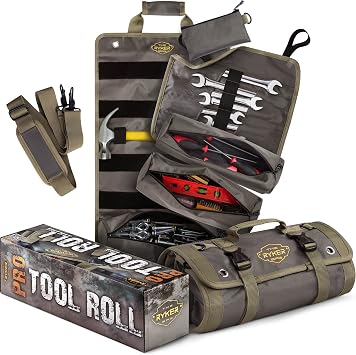 Ryker PRO Heavy Duty Motorcycle Tool Roll Up Bag w/Socket Wrench Organizer