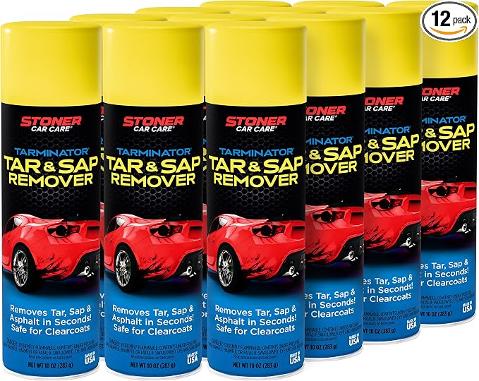 Stoner Car Care 91154-12PK Tarminator Tar, Sap, and Asphalt Remover – Fast Acting Tar and Sap Remover for Cars – Clear C