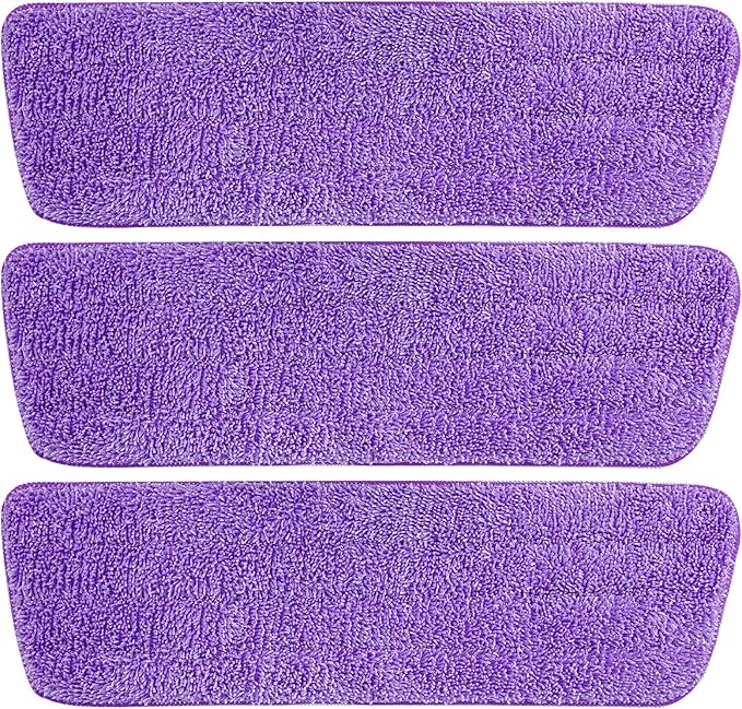 3 Pack Microfiber Reusable Mop Pads, Wet/Dry Floor Cleaning Refill Mop Pads, Spray Mop Hard Wood Floor Mop Pads Refills, Machine Washable Power Mop Pads Replacement