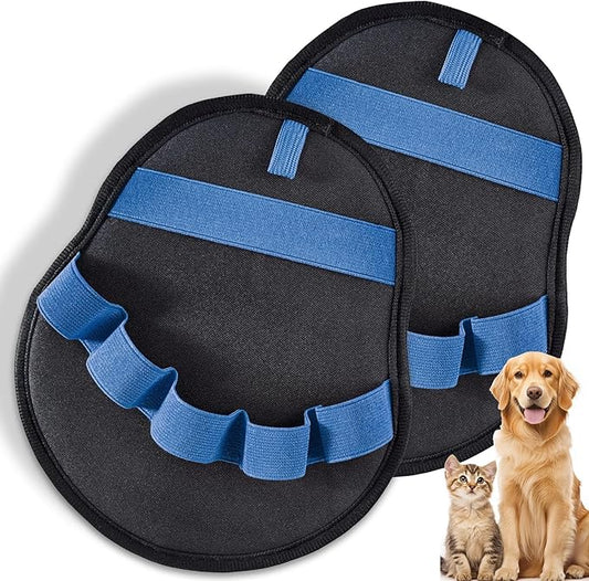 Lonfliness 2pcs Pet Hair Fur Removal Mitt Glove for Cats Dogs 5-Finger Electrostatic Reusable Pet Hair Remover Brush Tool for Couch Furniture Carpet Laundry Clothing (Blue)