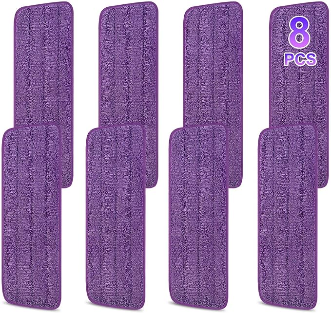 8 Pack 16.5 inch Reusable Mop Pads Microfiber Spray Mop Replacement Heads for Wet/Dry Mops Compatible with Bona Floor Care System