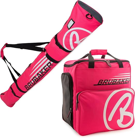 BRUBAKER Champion Combo - Limited Edition - Ski Boot Bag and Ski Bag for 1 Pair of Ski up to 190 cm, Poles, Boots and He
