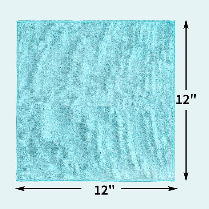 Microfiber Cleaning Cloth, 20 Pack Cleaning Rags, 12" x 12" Lint Free Shop Towels, Washable Reusable Microfiber Towels for Cars Kitchen Automotive House Office