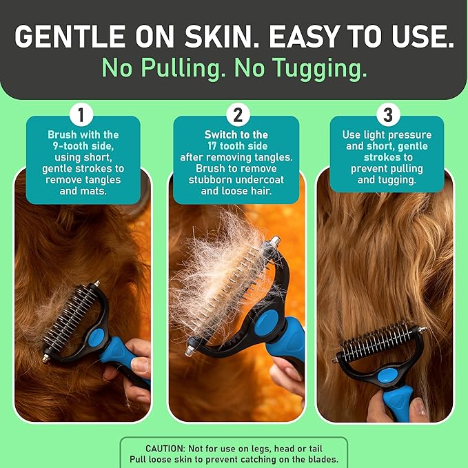Maxpower Planet Original Pet Grooming Rake - Double-Sided Deshedding Dematting Tool, Undercoat Rake for Dogs & Cats, Extra-Wide Dog Grooming Brush & Deshedder Comb for Long Hair, Reduces Shedding 95%