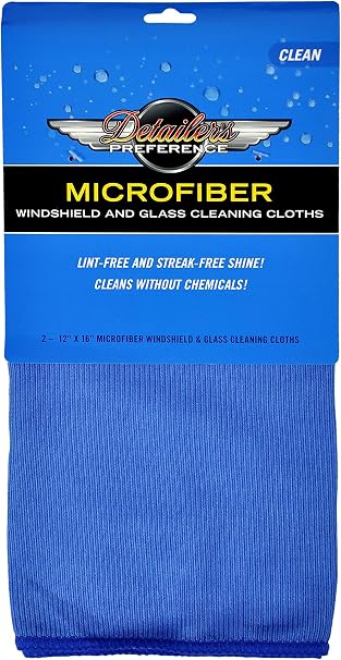 Detailer's Preference Microfiber Glass and Windshield Cleaning Towels for Streak-Free, Lint-Free Clarity on Windows, Mir