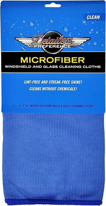 Detailer's Preference Microfiber Glass and Windshield Cleaning Towels for Streak-Free, Lint-Free Clarity on Windows, Mir