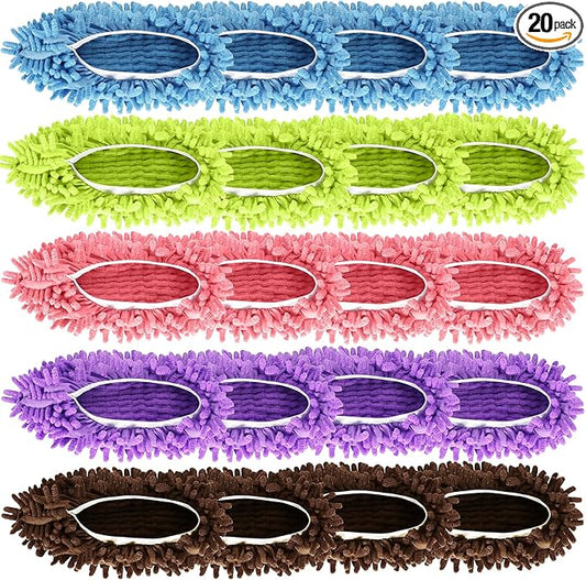 Mop Slippers Shoes 10 Pairs (20 Pieces) - Microfiber Cleaning House Mop Slippers, Floor Cleaning Tools Shoe Cover, Soft Machine Washable Reusable Microfiber Foot Socks for House Kitchen Office