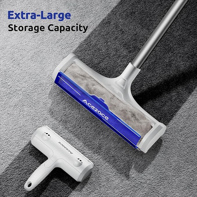 ACE2ACE A3 Pro Carpet Roller for Pet Hair, Carpet Pet Hair Removal Tool, Reusable Large Lint Rollers, 5 Feet Long Handle No Bending No Kneeling, Cat Dog Hair Remover for Carpet, Rugs, Mats, Blue