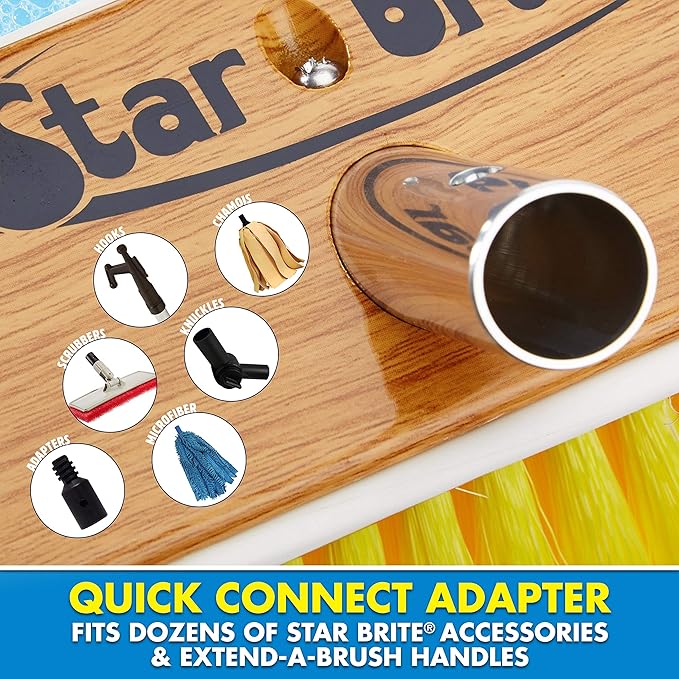 STAR BRITE 8" Premium Cleaning Brush - Synthetic Wood Block with High-Density Star Prene Fibers for Smooth & Painted Surfaces - Fits Star brite Extend-A-Brush Handles - Soft Bristle, Yellow (040170)