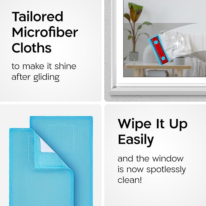Tyroler Bright Tools Premium Replacement Microfiber Cleaning Cloths | Exclusively Designed for The Glider Magnetic Window Cleaner | Ultra-Soft, Non-Abrasive & Highly Absorbent (2)