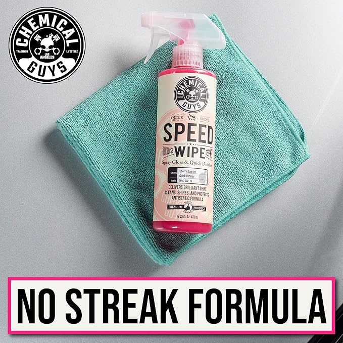 Chemical Guys Speed Wipe Quick Detailer - High Gloss, Streak-Free Shine, Detail Spray for Cars, Trucks, Motorcycles, RVs, and More, Safe on Paint, Glass, Wheels, and Trim, Cherry Scent, 128 fl oz