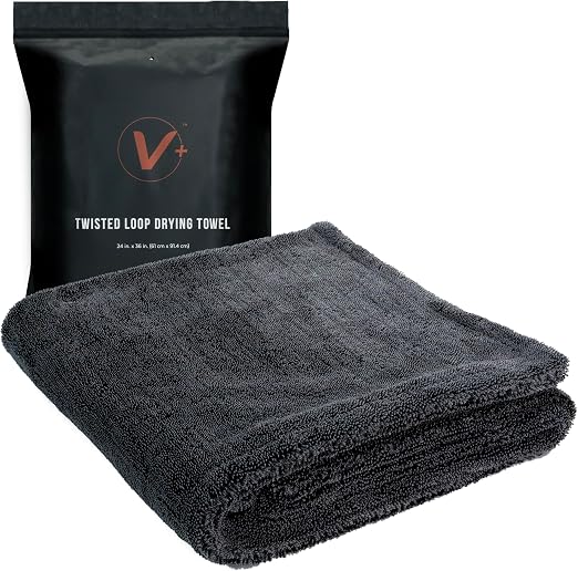 VIKING V+ Microfiber Towel for Drying Cars, Grey, 24 Inch x 36 Inch, 1 Pack