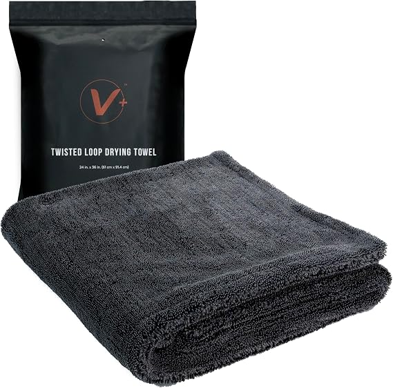 VIKING V+ Microfiber Towel for Drying Cars, Grey, 24 Inch x 36 Inch, 1 Pack