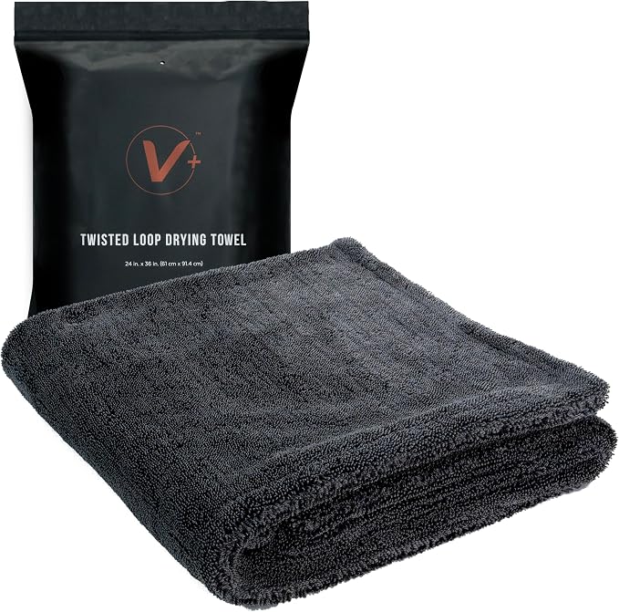 VIKING V+ Microfiber Towel for Drying Cars, Grey, 24 Inch x 36 Inch, 1 Pack