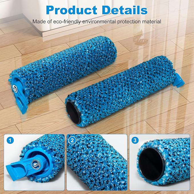 WW200 WW201 WW205 Brush Roller Replacement Parts Compatible with Shark Hydroduo Cordless Wet Dry Hard Floor Cleaner with Dirt-Reveal Technology, 2 HydroDuo Brushrolls, 1 Cleaning Brush, XSKBRSHRL200