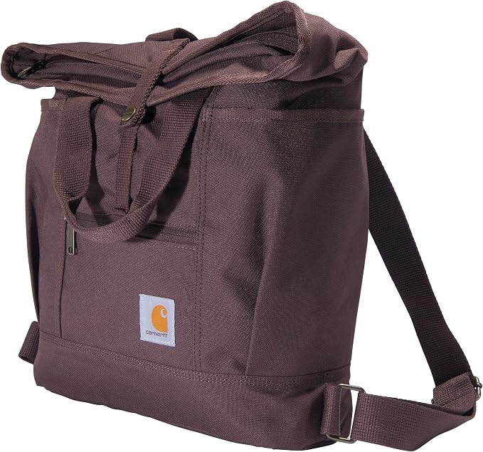 Carhartt Convertible Backpack Tote, Durable Tote Bag with Adjustable Backpack Straps and Laptop Sleeve, Wine