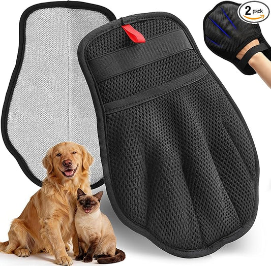 Pet Hair Removal Gloves, Reusable Electrostatic Pet Removal Gloves for Cats & Dogs, Magic Brush Pet Hair Remover Tool for Couch, Carpet,Laundry,Sofa(2 PK)