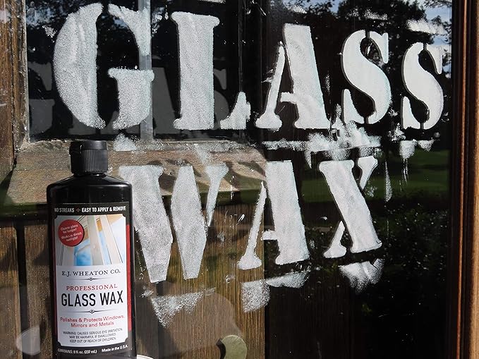 E.J. Wheaton Glass Wax, Polishes and Protects Windows, Mirrors and Metal Surfaces, Dries Chalk White, Easy to Apply and to Remove, Made in USA