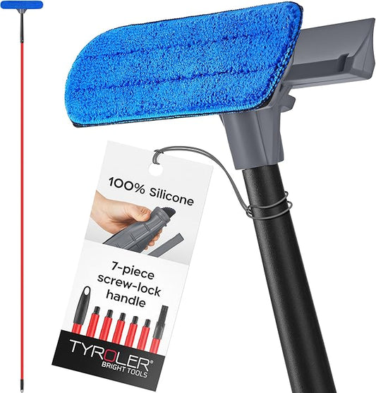 Tyroler Professional Window Squeegee for Home, Long Squeegee for Window Cleaning, 2-in-1 Window Cleaning Squeegee Kit, Indoor & Outdoor Window Cleaner Tool for High Windows & Glass (12''-110'')