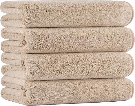 POLYTE 330 GSM Poly Blend Microfiber Quick Dry Bath Towel, 30x57 in, 4 Pack