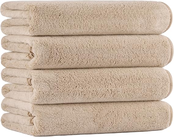 POLYTE 330 GSM Poly Blend Microfiber Quick Dry Bath Towel, 30x57 in, 4 Pack