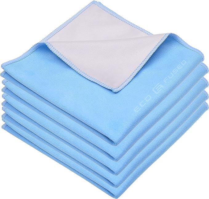 Eco-Fused Oversized Microfiber Cleaning Cloths XL - 5 Pack - 12 x 12 - Double-Sided - Microfiber & Suede for Smartphones