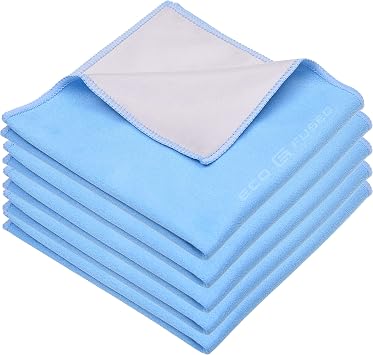 Eco-Fused Oversized Microfiber Cleaning Cloths XL - 5 Pack - 12 x 12 - Double-Sided - Microfiber & Suede for Smartphones
