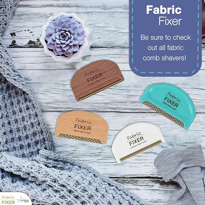 Cashmere Pill Remover Comb & Multi Fabric Shaver Depilling Sweater Fuzz Comb Set (Cedar & Beech Wood) Wool Pilling Remover for Delicate Clothing Fabrics, Furniture, Pillows, Sheets by Fabric Fixer