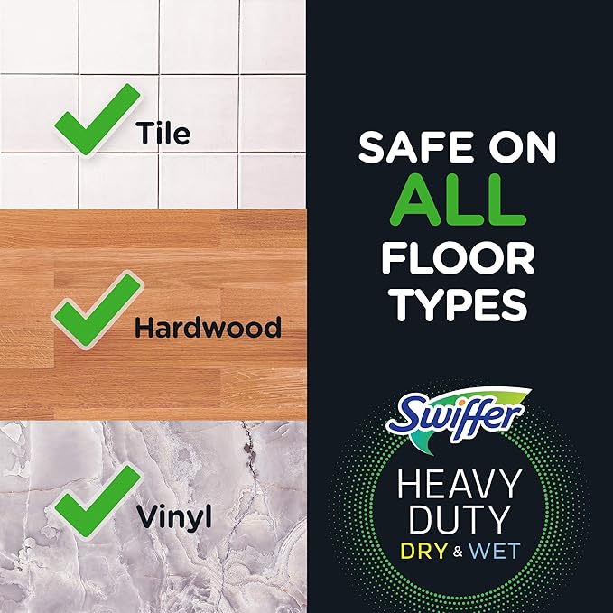 Sweep + Mop, Dry Pads Refill, Floor Cleaner for Dirt, Dust, Hair, Cleaning Cloths for Mopping Home, Bathroom, Kitchen, All Purpose Multi-Surface Floor Wipes, Heavy Duty, Pet, 32 Count