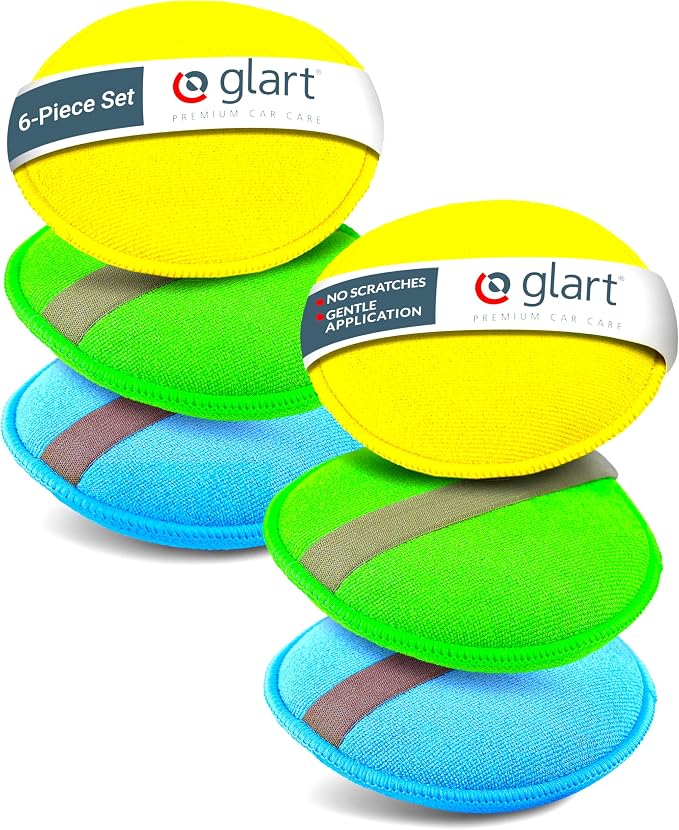 Glart 46PP Microfibre Hand polishing Sponge Set of 6, 130x25 mm, Wax applicator pad for waxes, Polishes, Paint Cleaner, 
