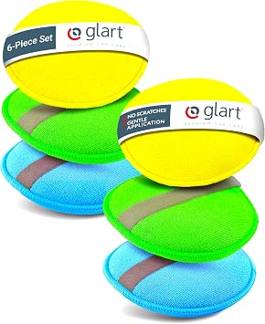 Glart 46PP Microfibre Hand polishing Sponge Set of 6, 130x25 mm, Wax applicator pad for waxes, Polishes, Paint Cleaner, 