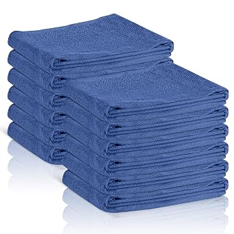 Surgical Towels for Cleaning Huck Towels 12 Pack 100% Cotton Size 15x25 Blue Cleaning Rags for Kitchen, Bar, Home, Windo