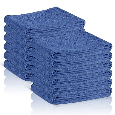 Surgical Towels for Cleaning Huck Towels 12 Pack 100% Cotton Size 15x25 Blue Cleaning Rags for Kitchen, Bar, Home, Windo