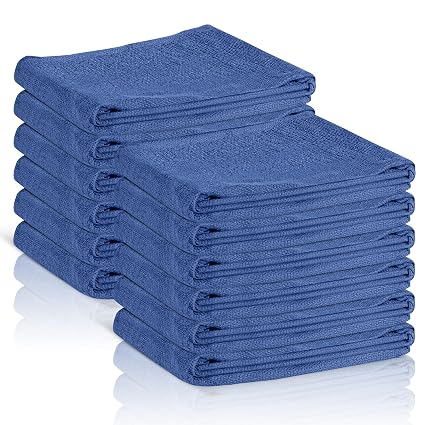 Surgical Towels for Cleaning Huck Towels 12 Pack 100% Cotton Size 15x25 Blue Cleaning Rags for Kitchen, Bar, Home, Windo