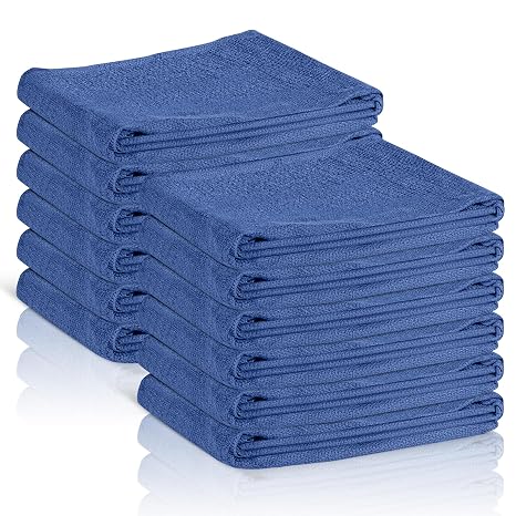Surgical Towels for Cleaning Huck Towels 12 Pack 100% Cotton Size 15x25 Blue Cleaning Rags for Kitchen, Bar, Home, Windo
