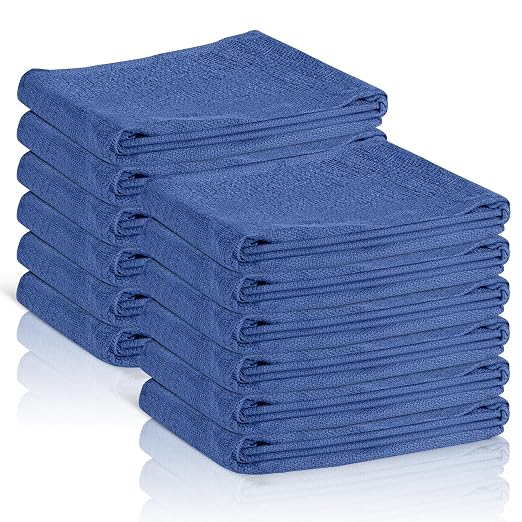 Surgical Towels for Cleaning Huck Towels 12 Pack 100% Cotton Size 15x25 Blue Cleaning Rags for Kitchen, Bar, Home, Windo