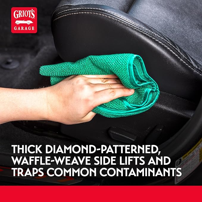 Griot's Garage Dual Weave Interior Towels for Car Detailing, Cleaning, and Polishing, Ultra-Absorbent, Scratch and Lint-Free, 16” x 16”, Set of 3, 10282