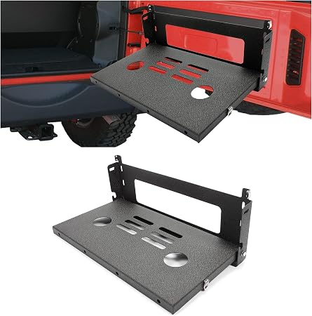 Kojem Foldable Tailgate Table Desk Compatible with 2007-2019 Jeep Wrangler JK JKU Rear Door Foldable Camping Cargo Stora