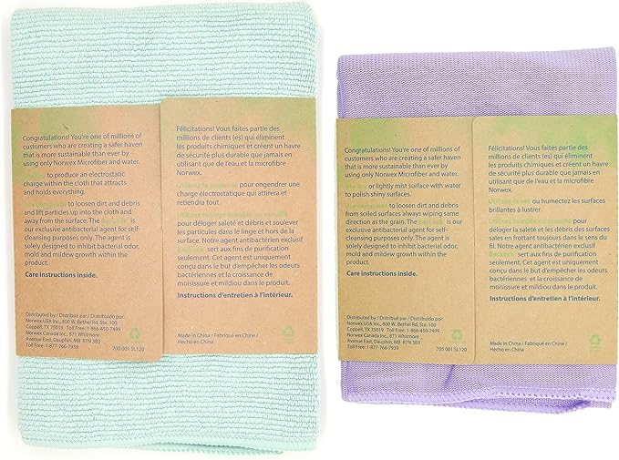 Norwex Basic Package - Microfiber - Glass Window Cleaning Cloth and Household Enviro Dusting Cloth Colors May Vary