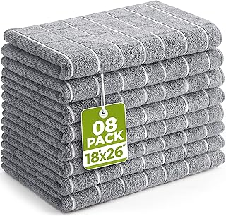 Utopia Towels Microfiber Kitchen Towels 8 Pack 18x26 Inch Grey