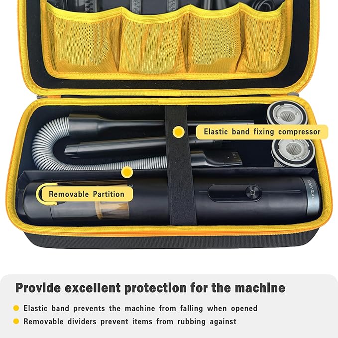 Case for Fanttik Slim V8 Apex/ V8 Mate/for Fanttik Slim V10 Apex/ V10 Mate Car Vacuum Portable Cordless. Portable Hard Storage with Removable Divider and Mesh Pocket for Accessories（case only）