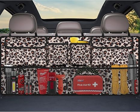Femuar Car Trunk Organizer,Large Capacity Backseat Trunk Organizer(42"*18"),Collapsible Car Storage Bag with 8 Pocekt,Ca