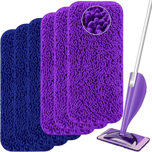 Aifacay Reusable Mop Pads Refills Compatible with Swiffer Wet Jet, 6 Pack Wet Pads Refill Microfiber Wet Dry Use Replacement Heads for Swiffer WetJet 11" Mop Types of Floor Cleaning