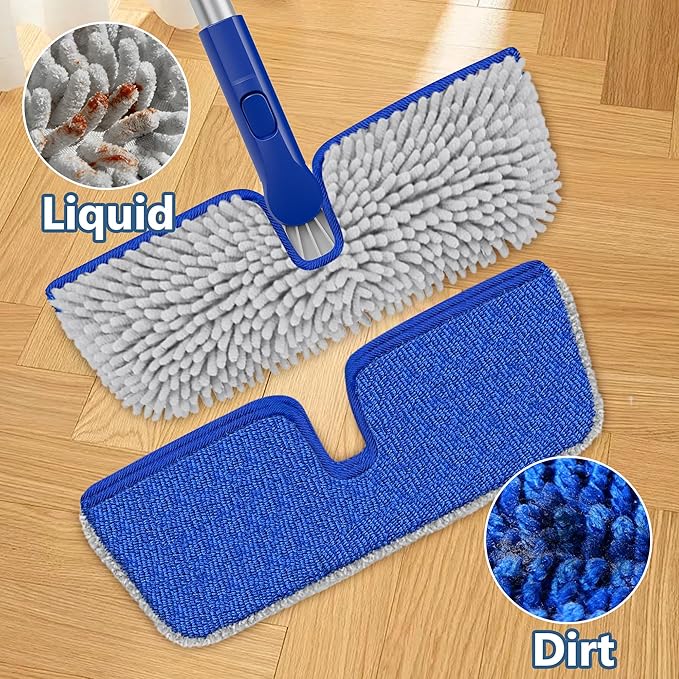 Reusable Mop Pads for Enspoway Dust Mop - Double-Sided Microfiber Chenille Refills for Kitchen Bathroom Tile Cleaning - Washable Absorbent Pads for Hardwood Laminate Floor Cleaning Only for B0FRDZDTMP