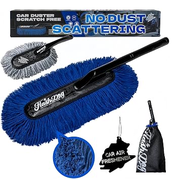 Flash Dog Wax-Treated Cotton Car Duster - with Interior Brush