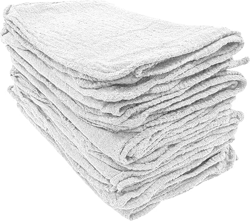 Detailer's Preference Absorbent Cotton Shop Towels, Reusable Cleaning Rags for Auto, Garage, Home, Kitchen, Industrial U