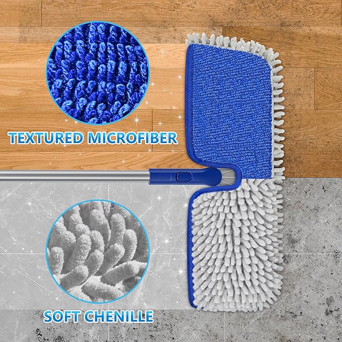 Reusable Mop Pads for Enspoway Dust Mop - Double-Sided Microfiber Chenille Refills for Kitchen Bathroom Tile Cleaning - Washable Absorbent Pads for Hardwood Laminate Floor Cleaning Only for B0FRDZDTMP