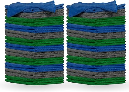 Pinnacle Mercantile Microfiber Cleaning Cloths Extra Large 16x16in Pack of 48 Highly Absorbent Lint Free Streak Free Non