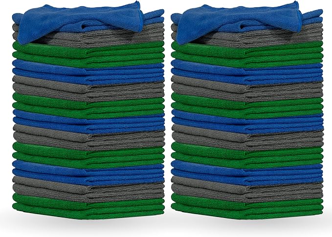 Pinnacle Mercantile Microfiber Cleaning Cloths Extra Large 16x16in Pack of 48 Highly Absorbent Lint Free Streak Free Non